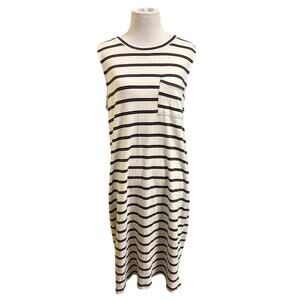 Three Dots Striped Long Weekend Tank Dress Cream Women's size XL